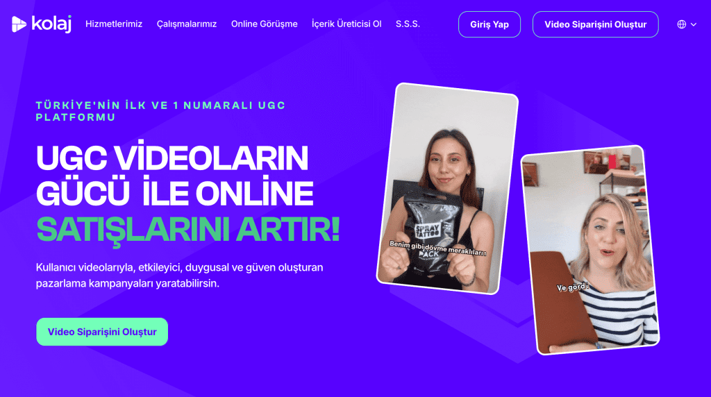 kolaj.co ana sayfa görüntüsü